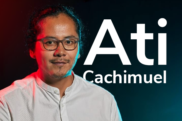 Cover image for Ati Cachimeul's web page, featuring a headshot of him alongside his name in large text.